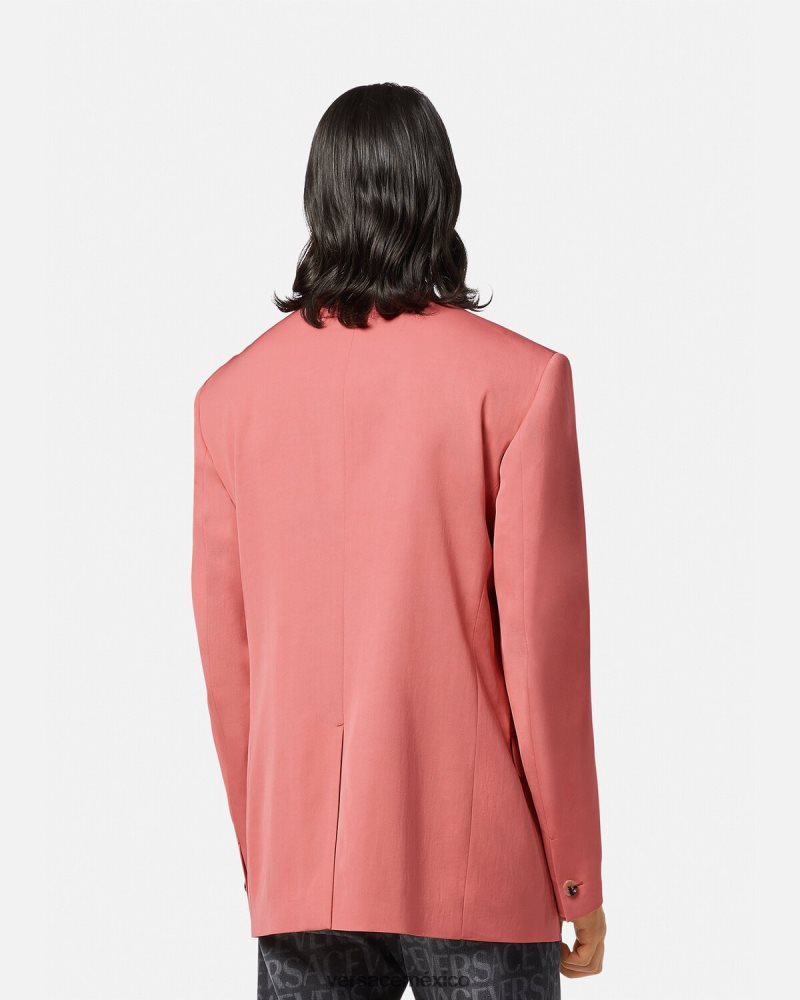 Versace blazer con botonadura sencilla rosa ropa hombres 84626J1272
