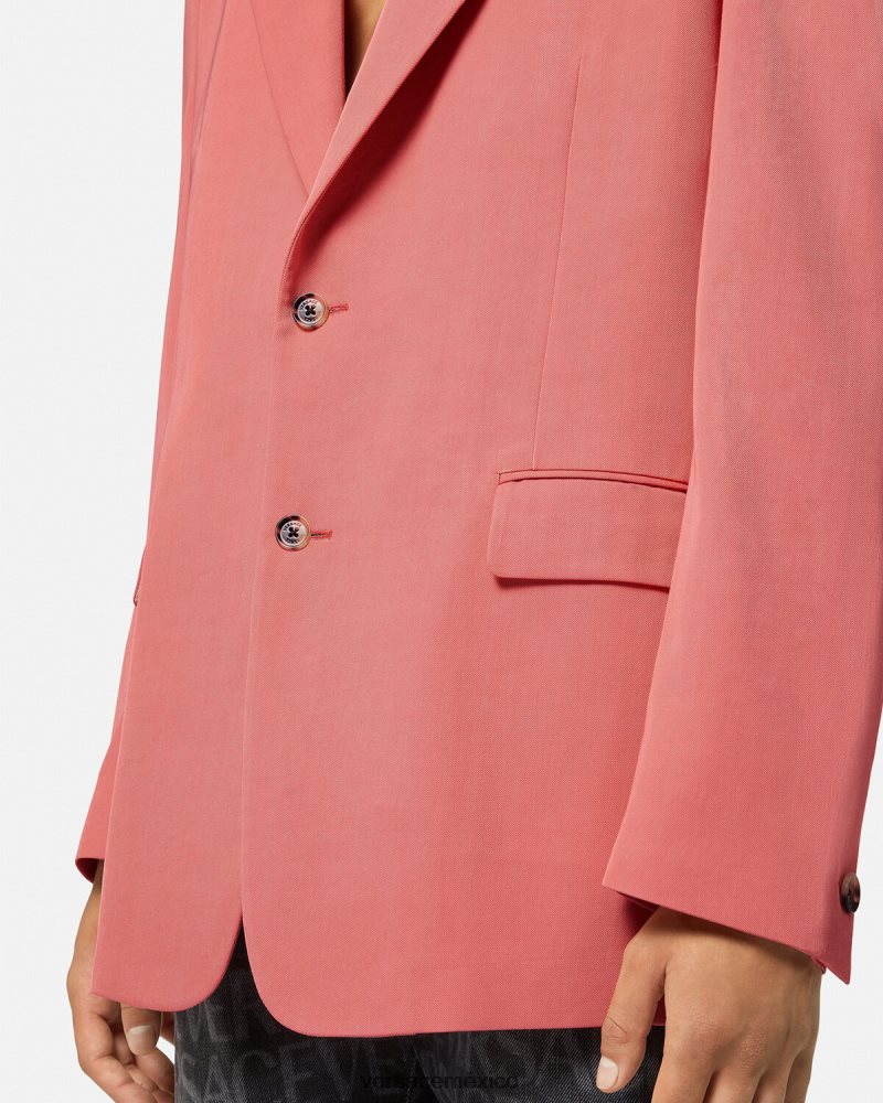 Versace blazer con botonadura sencilla rosa ropa hombres 84626J1272