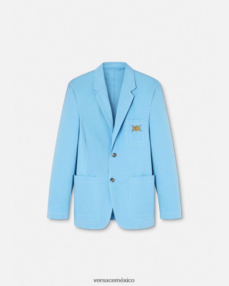 Versace blazer con botonadura sencilla y Medusa Biggie azul claro ropa hombres 84626J1266