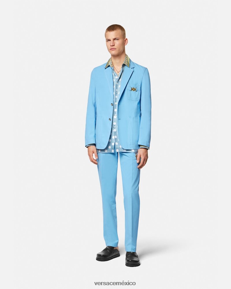 Versace blazer con botonadura sencilla y Medusa Biggie azul claro ropa hombres 84626J1266