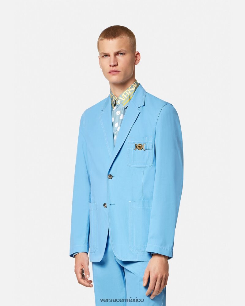 Versace blazer con botonadura sencilla y Medusa Biggie azul claro ropa hombres 84626J1266