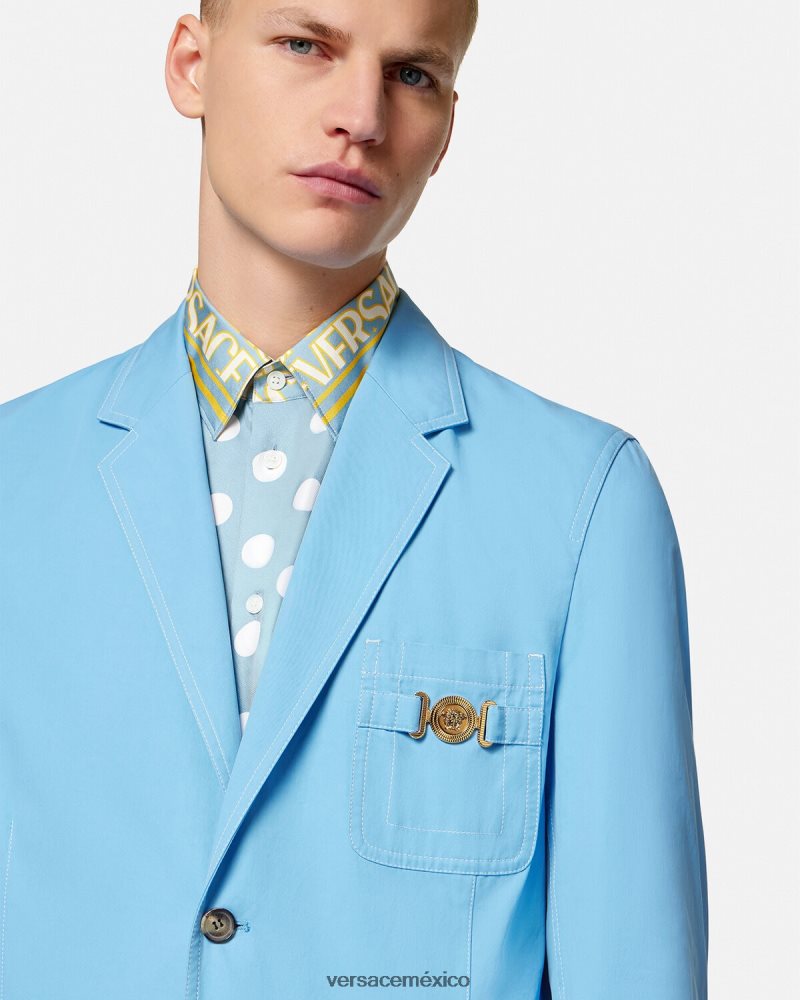 Versace blazer con botonadura sencilla y Medusa Biggie azul claro ropa hombres 84626J1266