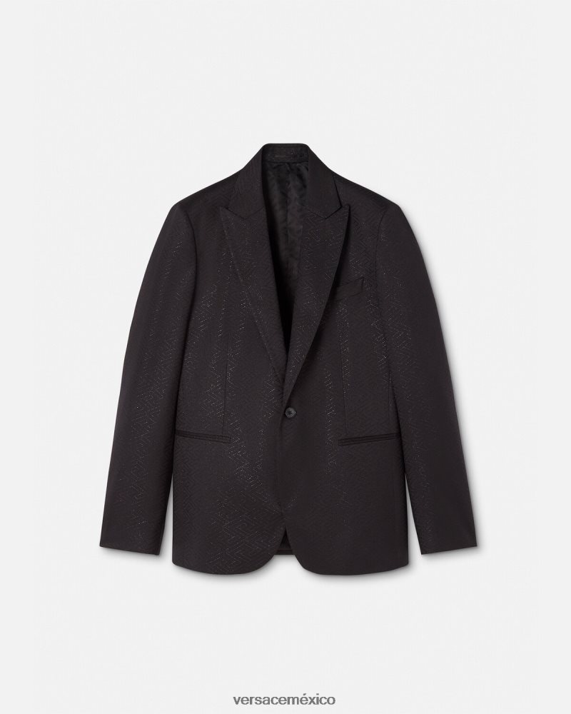 Versace blazer con greca en jacquard negro ropa hombres 84626J1277