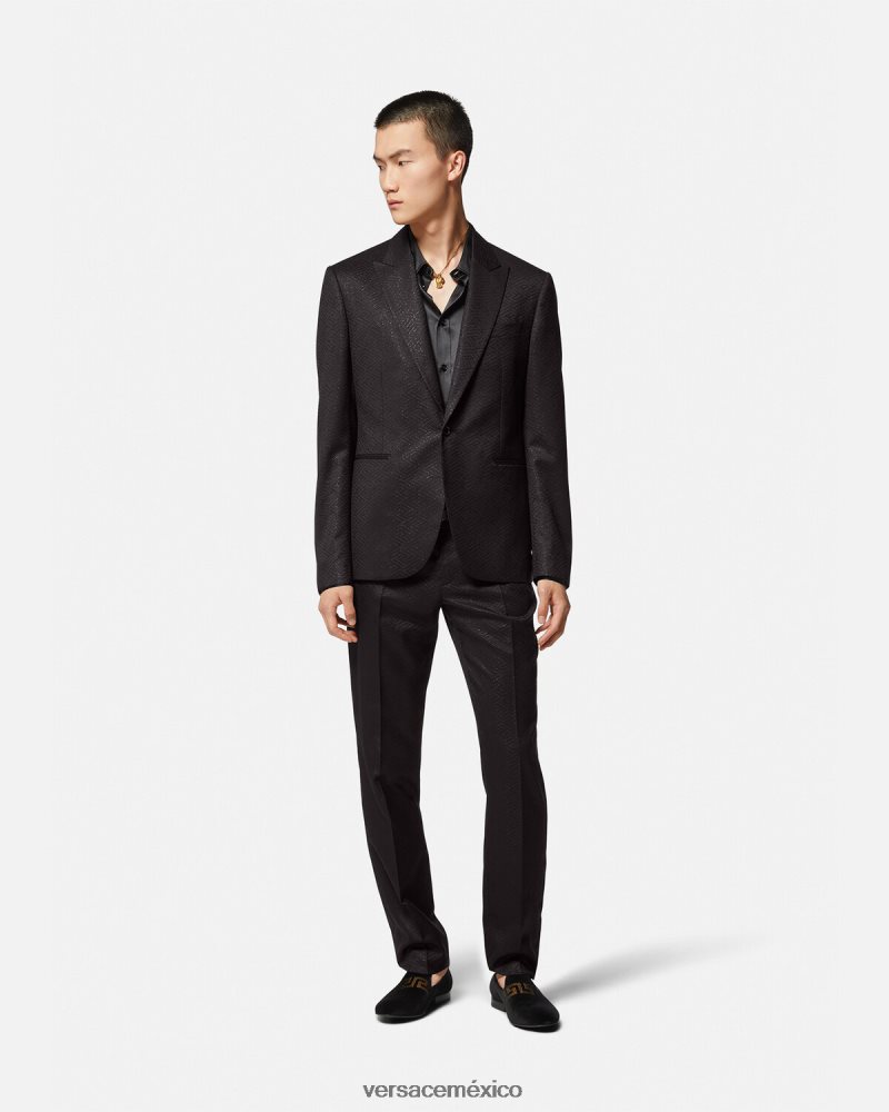 Versace blazer con greca en jacquard negro ropa hombres 84626J1277