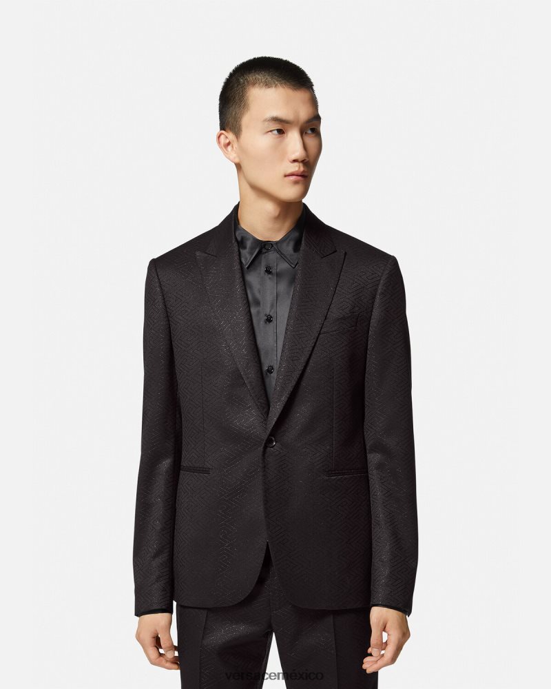 Versace blazer con greca en jacquard negro ropa hombres 84626J1277