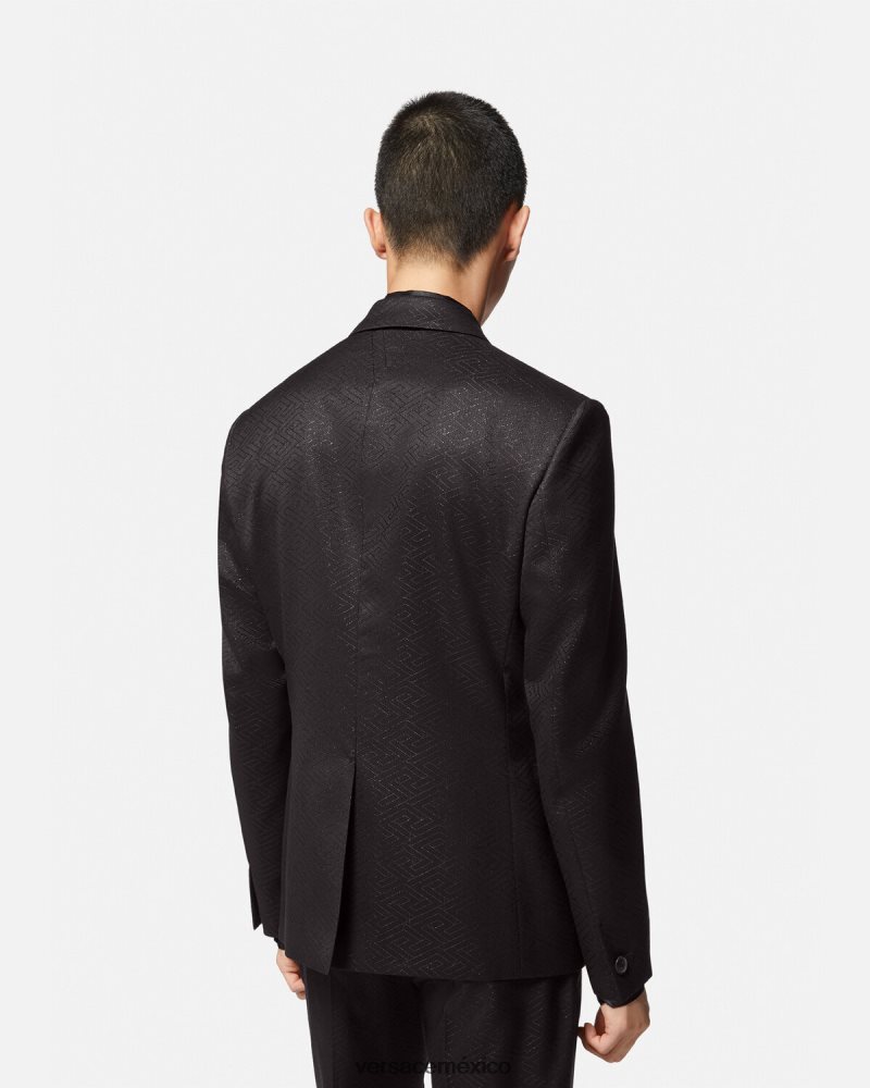 Versace blazer con greca en jacquard negro ropa hombres 84626J1277