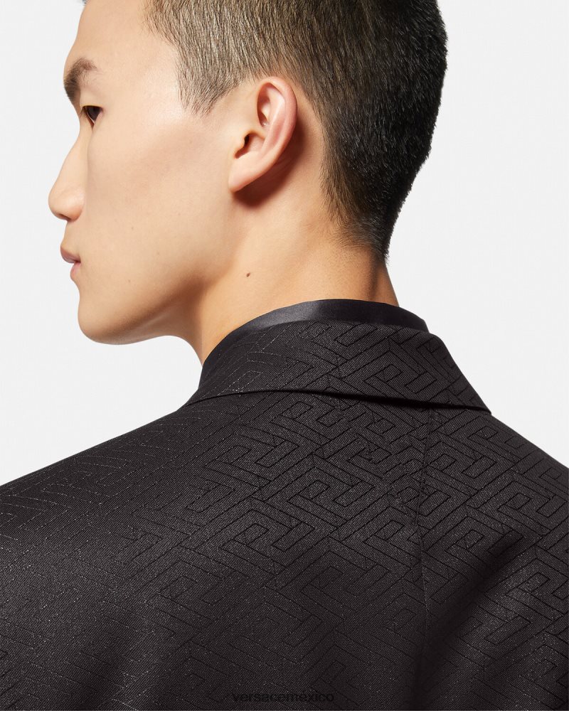 Versace blazer con greca en jacquard negro ropa hombres 84626J1277