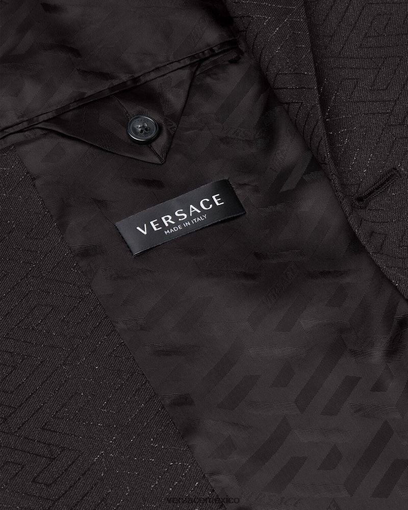 Versace blazer con greca en jacquard negro ropa hombres 84626J1277
