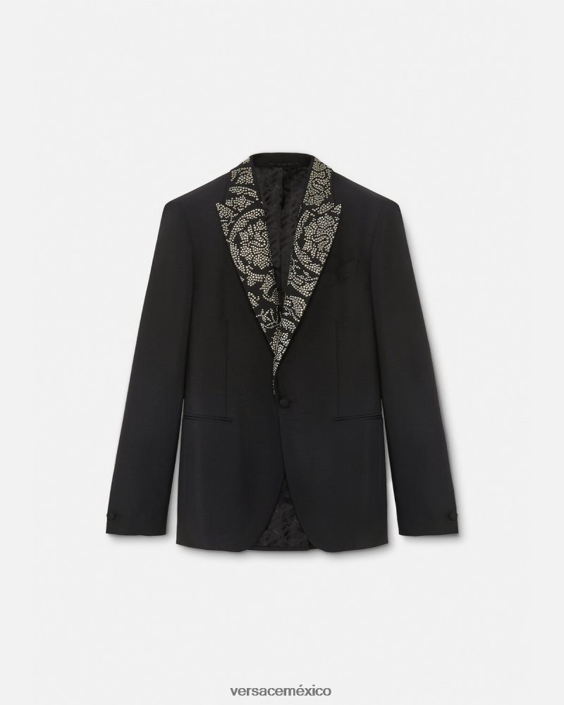 Versace blazer con silueta barroco y tachuelas negro ropa hombres 84626J1275