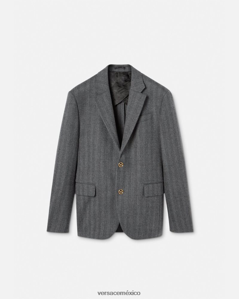 Versace blazer de cachemir con medusa gris ropa hombres 84626J1263