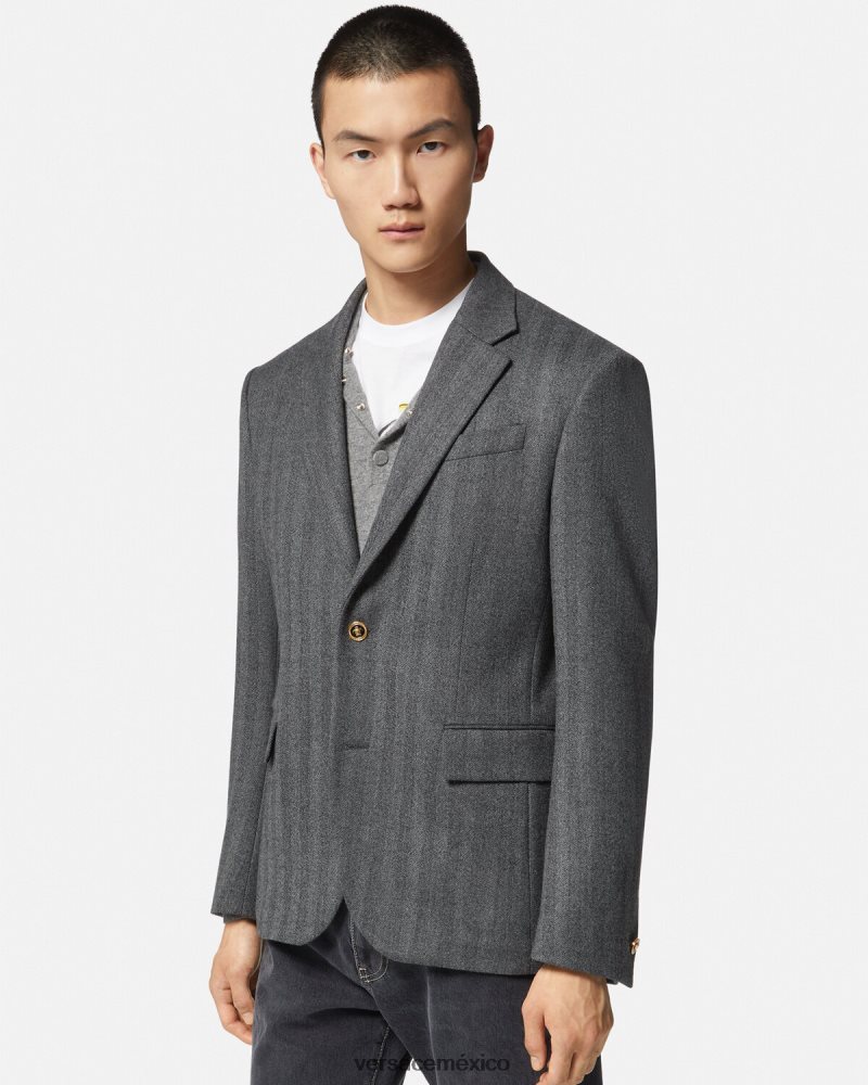 Versace blazer de cachemir con medusa gris ropa hombres 84626J1263