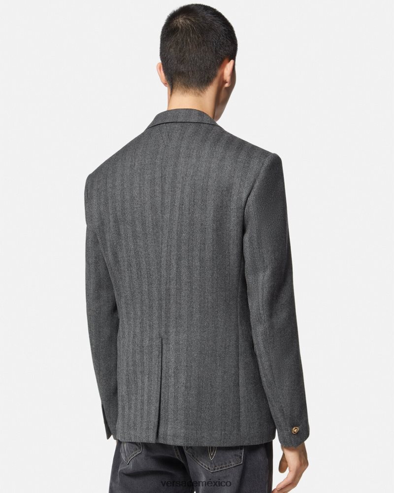 Versace blazer de cachemir con medusa gris ropa hombres 84626J1263
