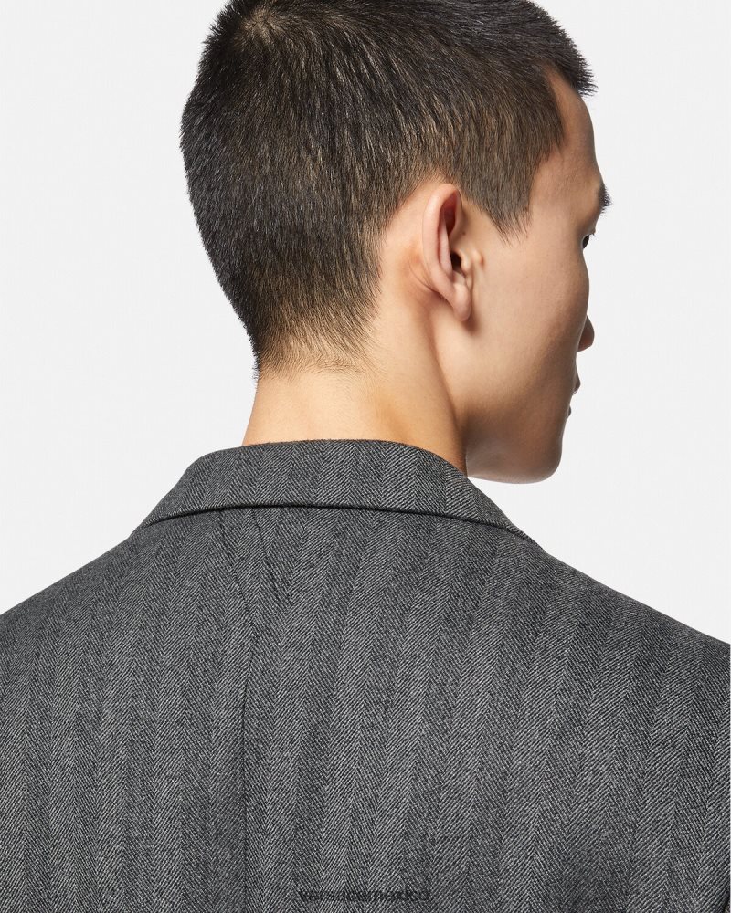 Versace blazer de cachemir con medusa gris ropa hombres 84626J1263