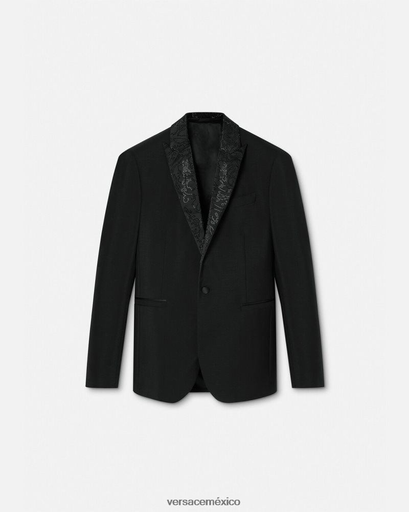 Versace blazer de noche con silueta barroca negro ropa hombres 84626J1265