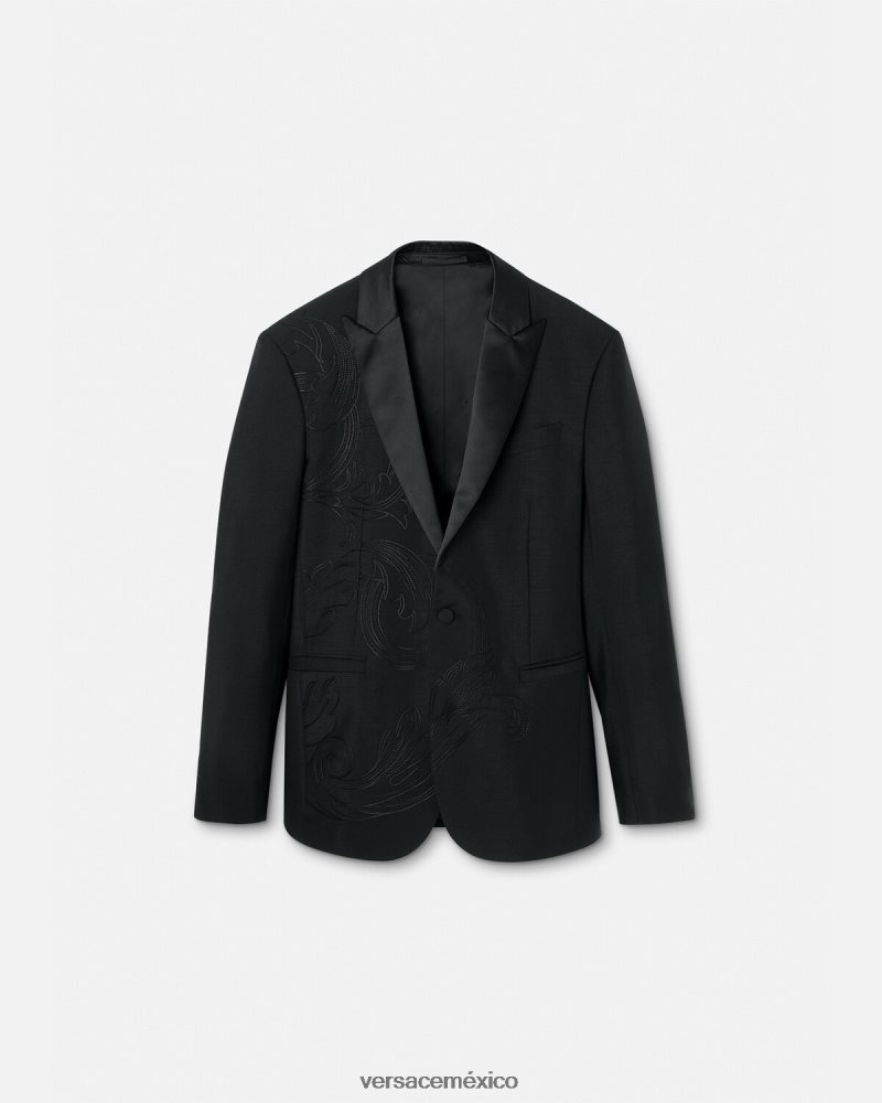 Versace blazer formal con bordado barroco negro ropa hombres 84626J1262