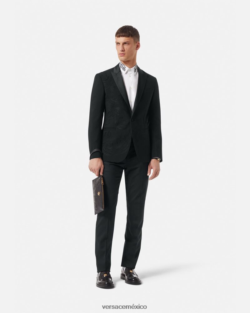 Versace blazer formal con bordado barroco negro ropa hombres 84626J1262