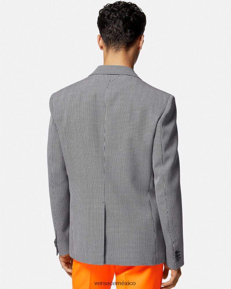Versace blazer universitario con logo de pata de gallo blanco negro ropa hombres 84626J1278