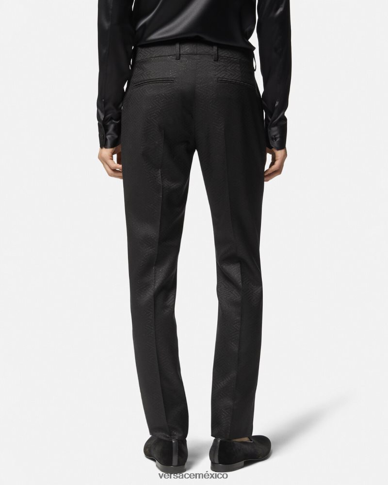 Versace pantalones con greca jacquard negro ropa hombres 84626J1276