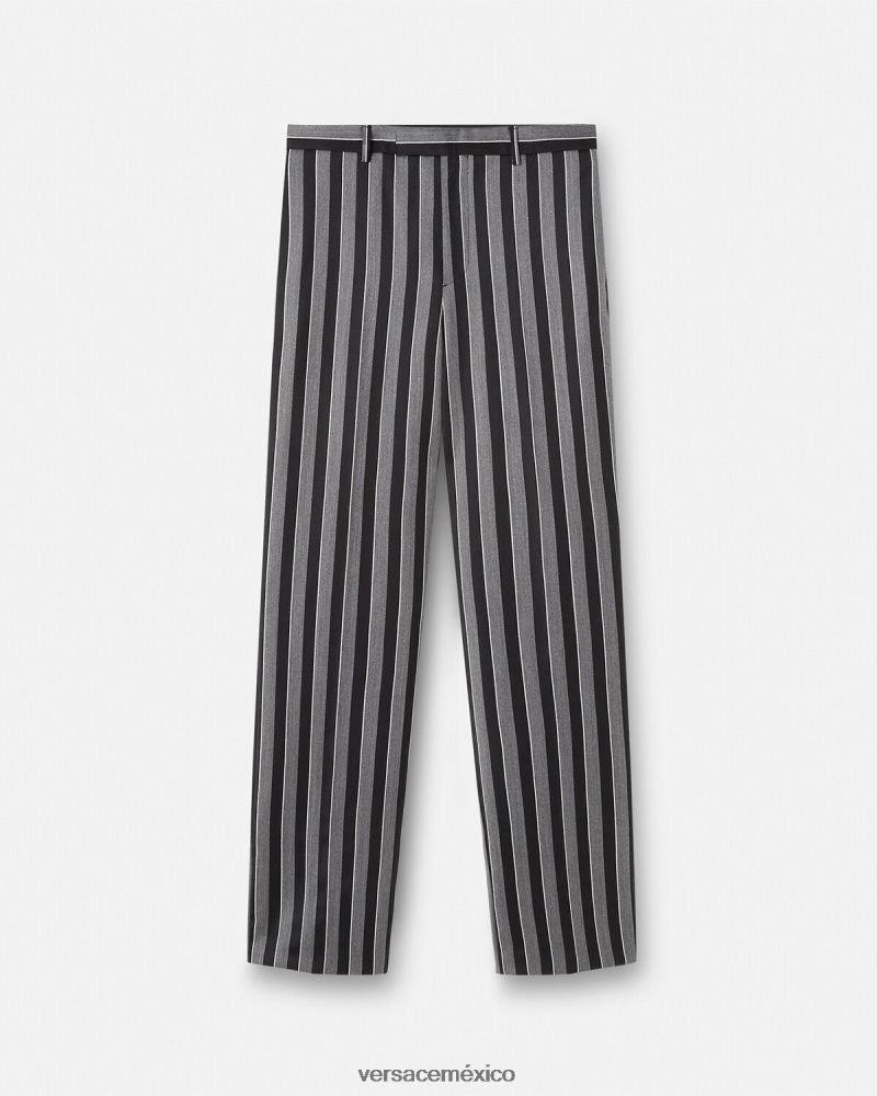 Versace pantalones de lana a rayas gris ropa hombres 84626J1269