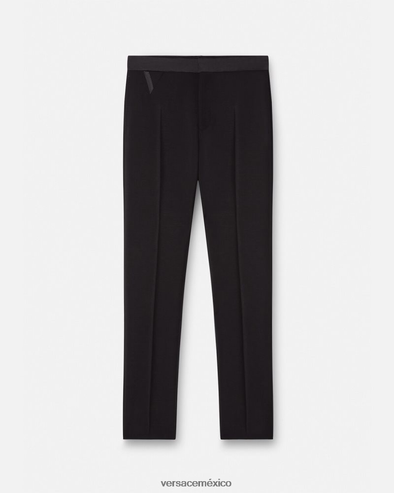 Versace pantalones formales de mezcla de mohair negro ropa hombres 84626J1261