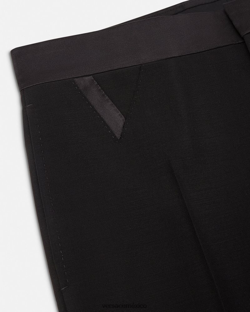 Versace pantalones formales de mezcla de mohair negro ropa hombres 84626J1261