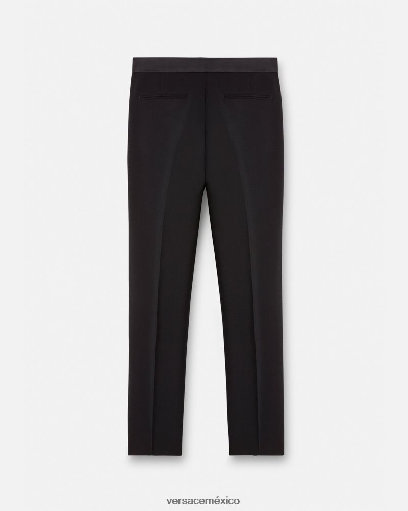 Versace pantalones formales de mezcla de mohair negro ropa hombres 84626J1261