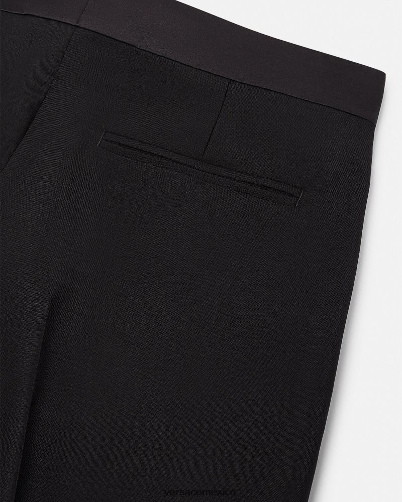 Versace pantalones formales de mezcla de mohair negro ropa hombres 84626J1261