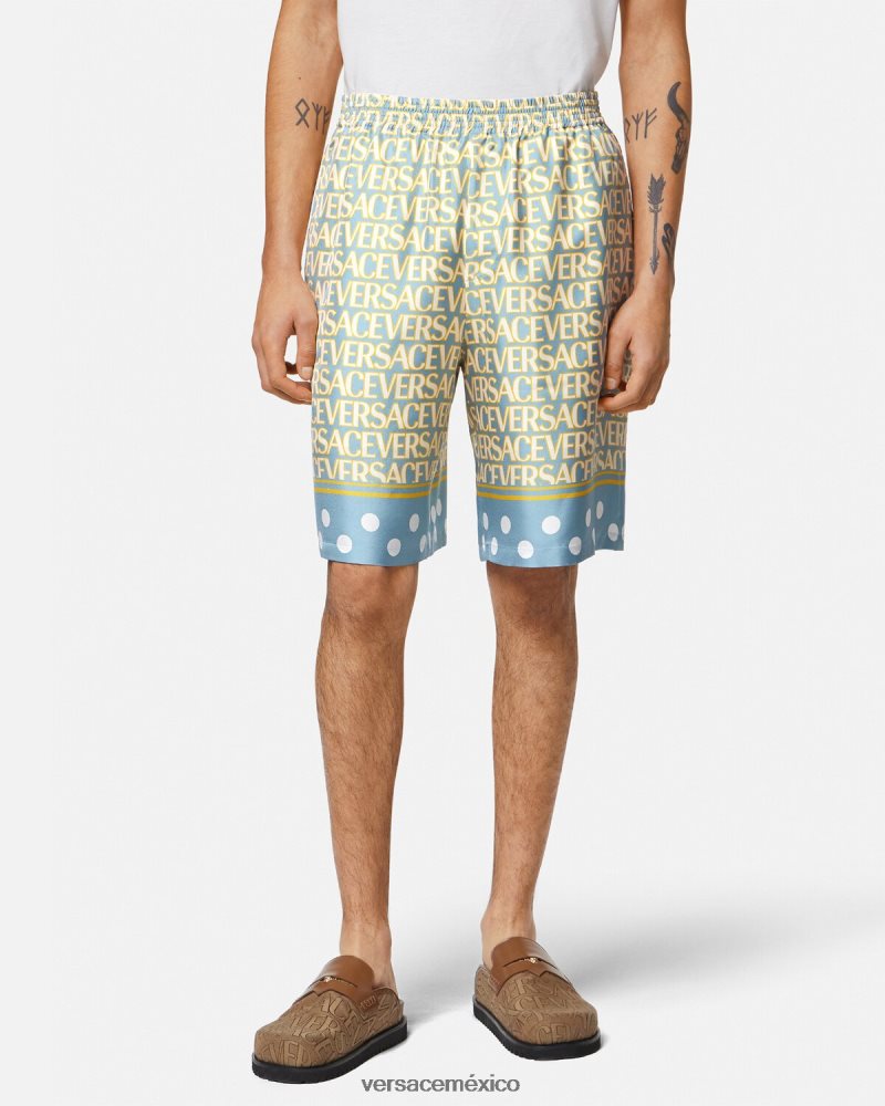 Versace pantalones cortos de seda imprimir ropa hombres 84626J1438