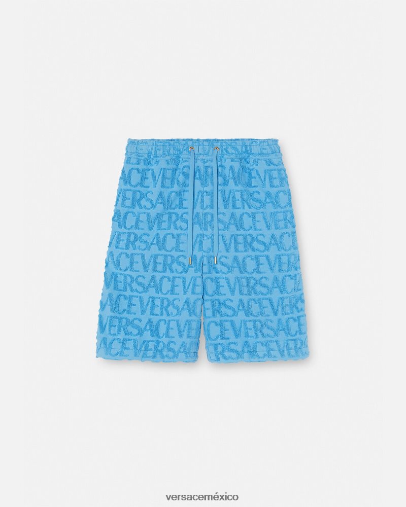 Versace pantalones cortos de toalla azul claro ropa hombres 84626J1429