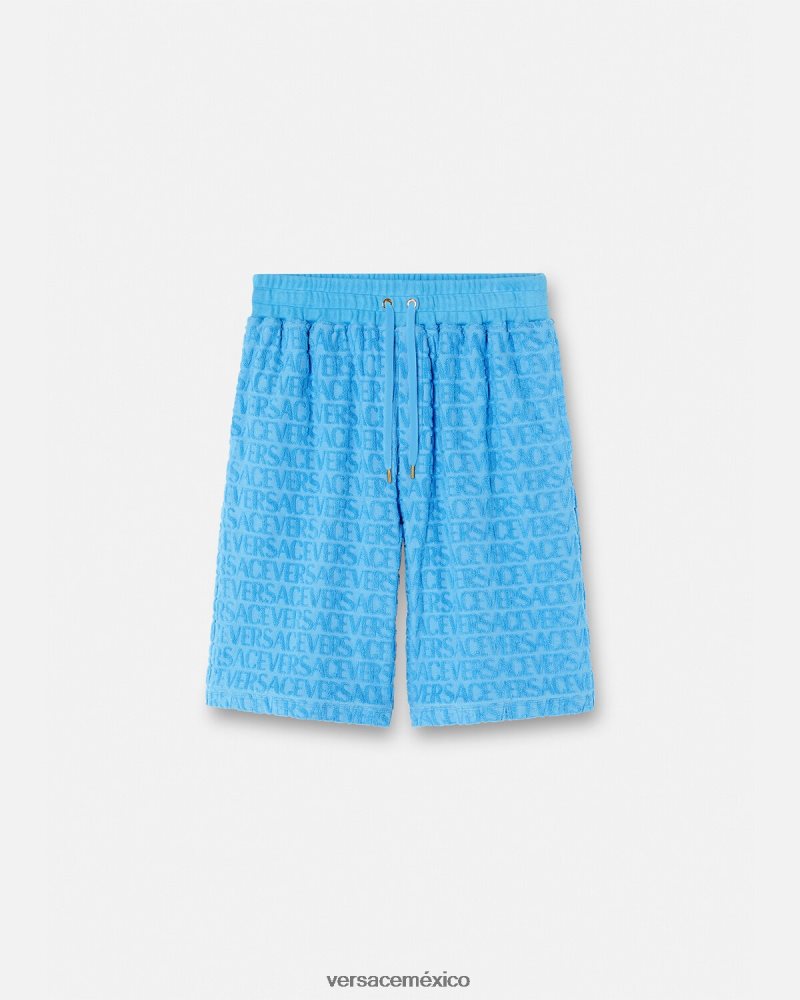 Versace pantalones cortos de toalla azul claro ropa hombres 84626J1431