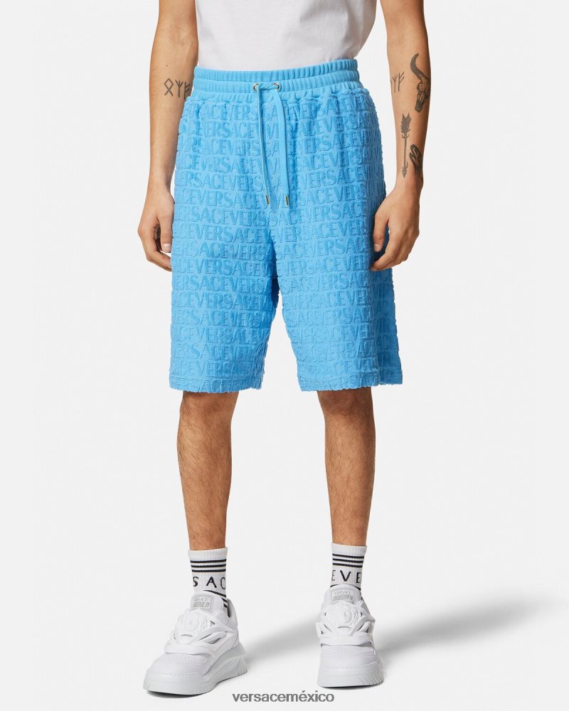 Versace pantalones cortos de toalla azul claro ropa hombres 84626J1431