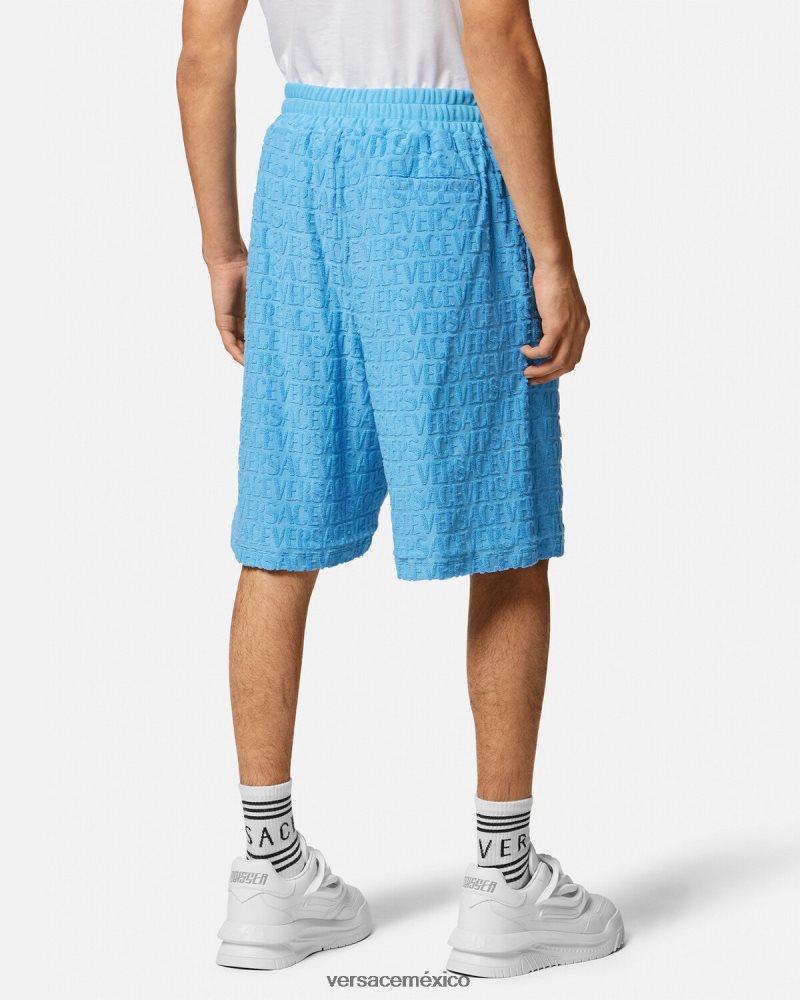 Versace pantalones cortos de toalla azul claro ropa hombres 84626J1431