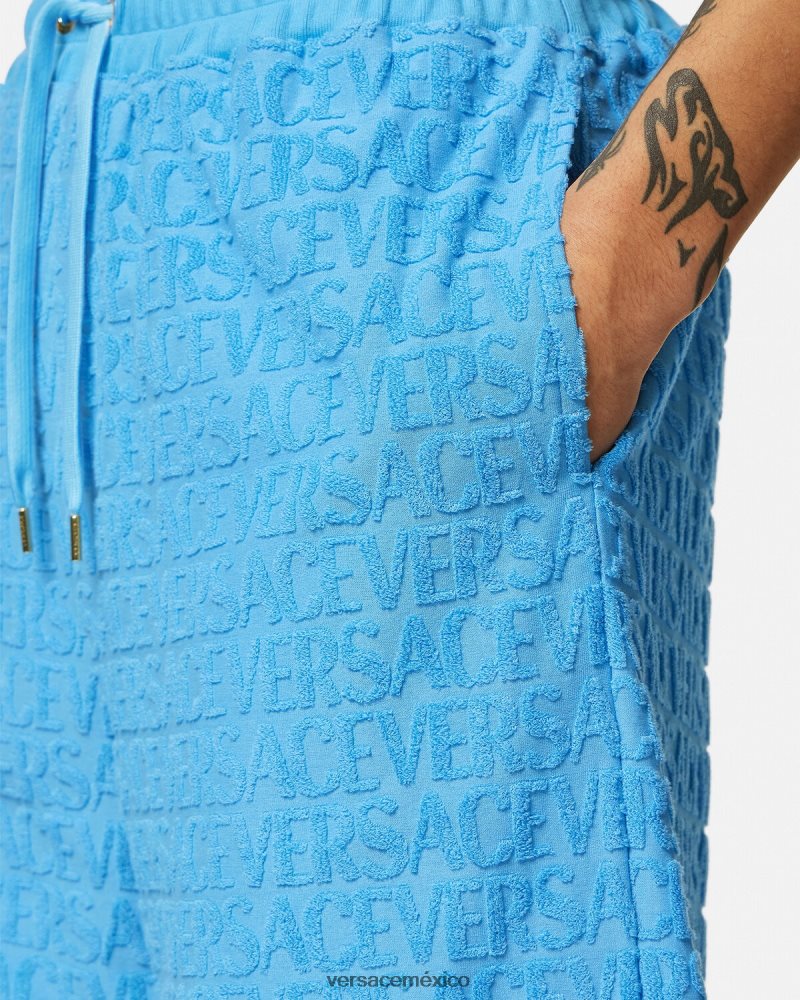 Versace pantalones cortos de toalla azul claro ropa hombres 84626J1431
