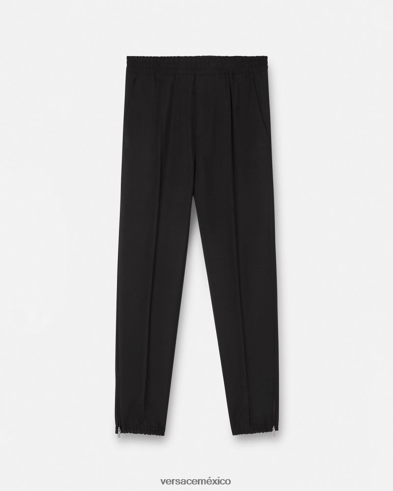 Versace pantalones jogger de mezcla de mohair negro ropa hombres 84626J1450