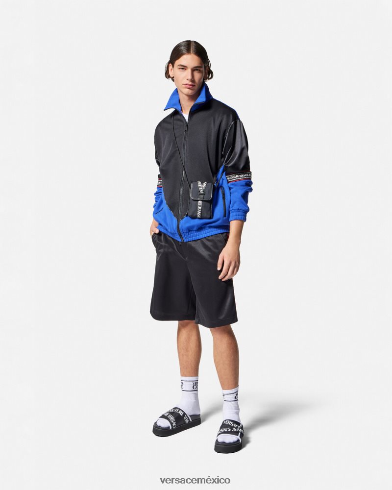 Versace shorts deportivos con logo negro ropa hombres 84626J2432