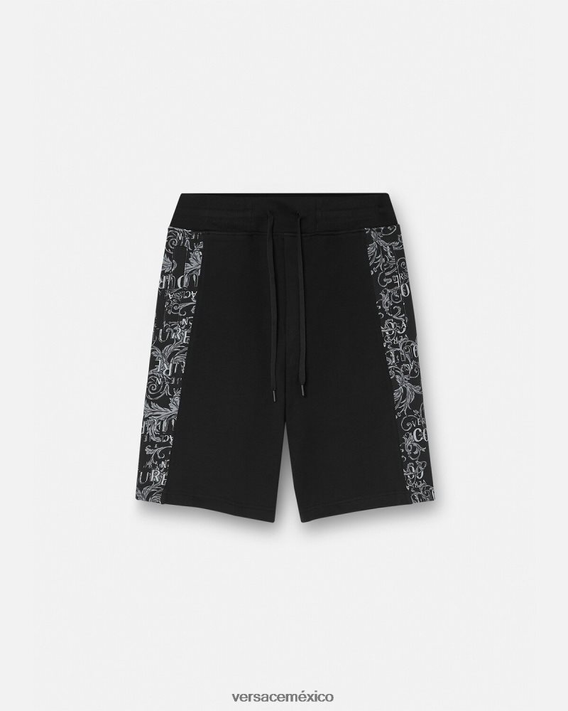 Versace shorts deportivos de alta costura con logo negro ropa hombres 84626J2423