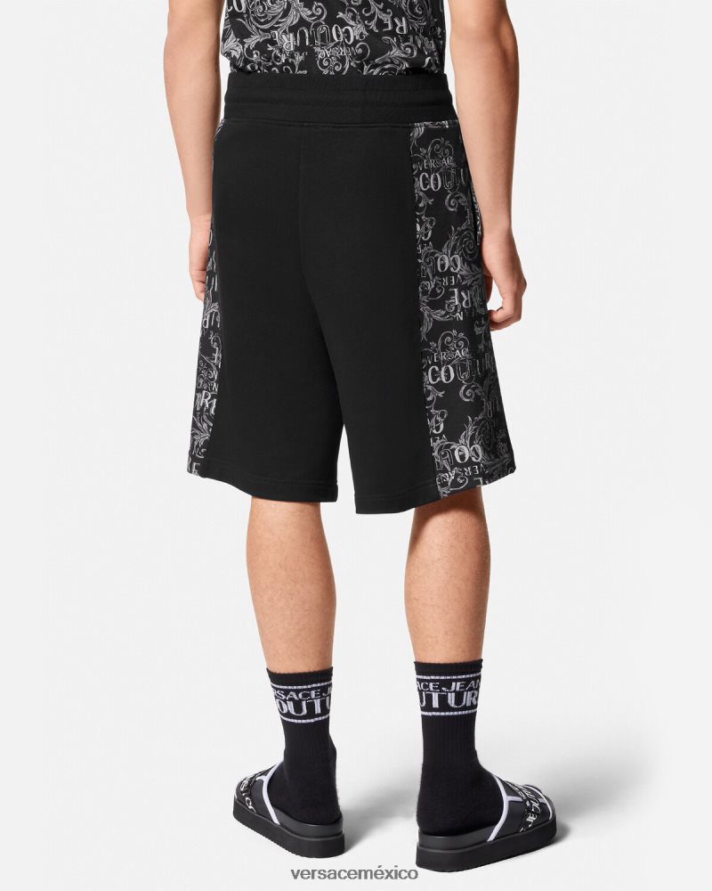 Versace shorts deportivos de alta costura con logo negro ropa hombres 84626J2423