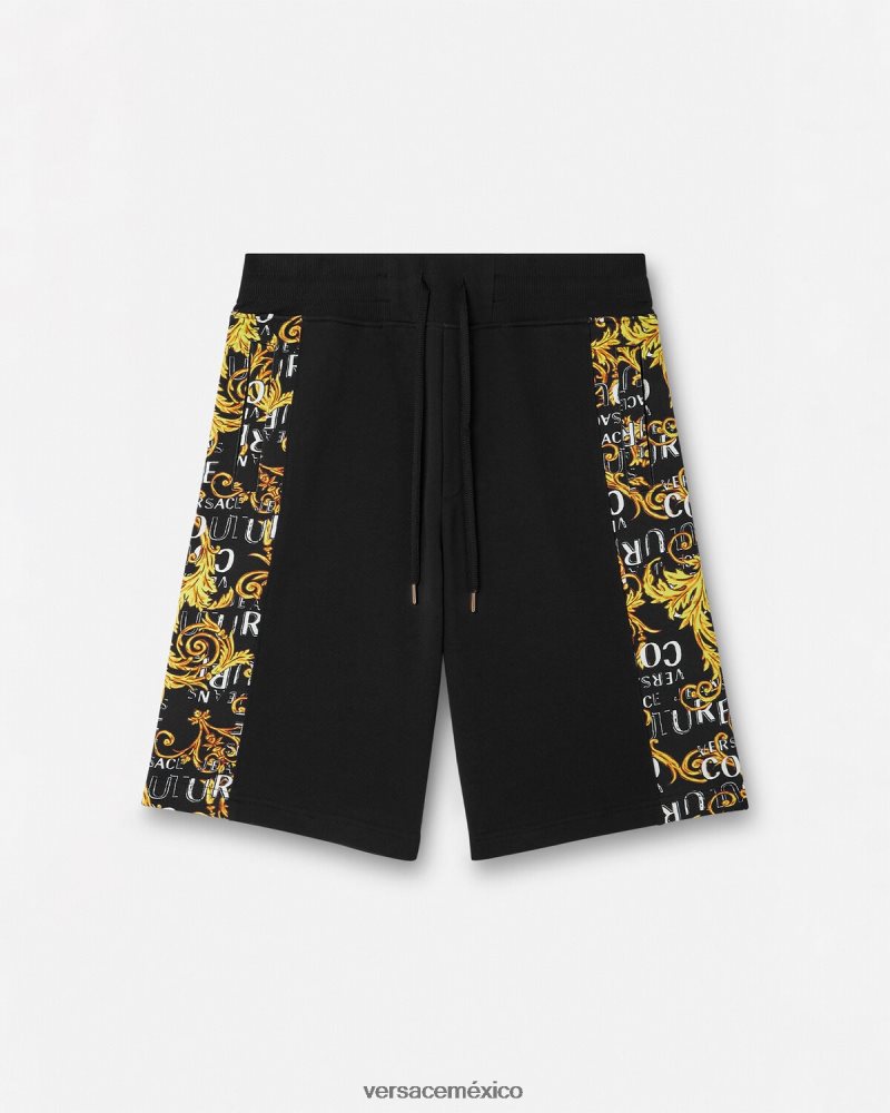 Versace shorts deportivos de alta costura con logo oro negro ropa hombres 84626J2422