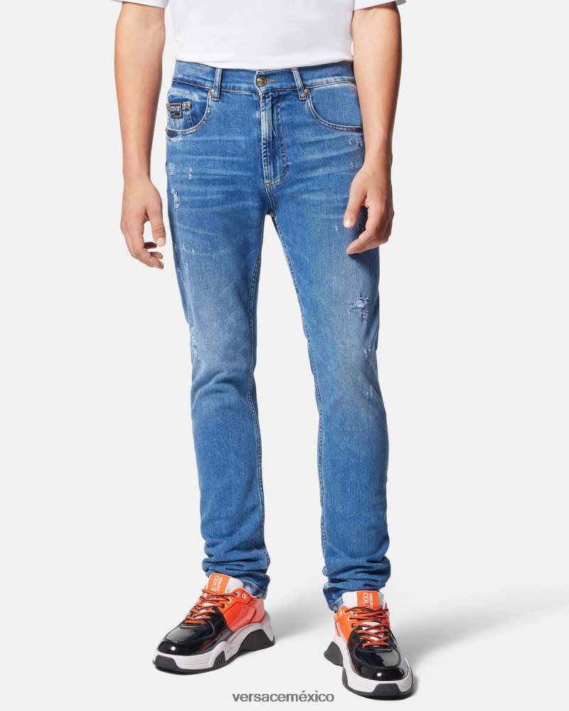 Versace vaqueros ajustados azul ropa hombres 84626J2419
