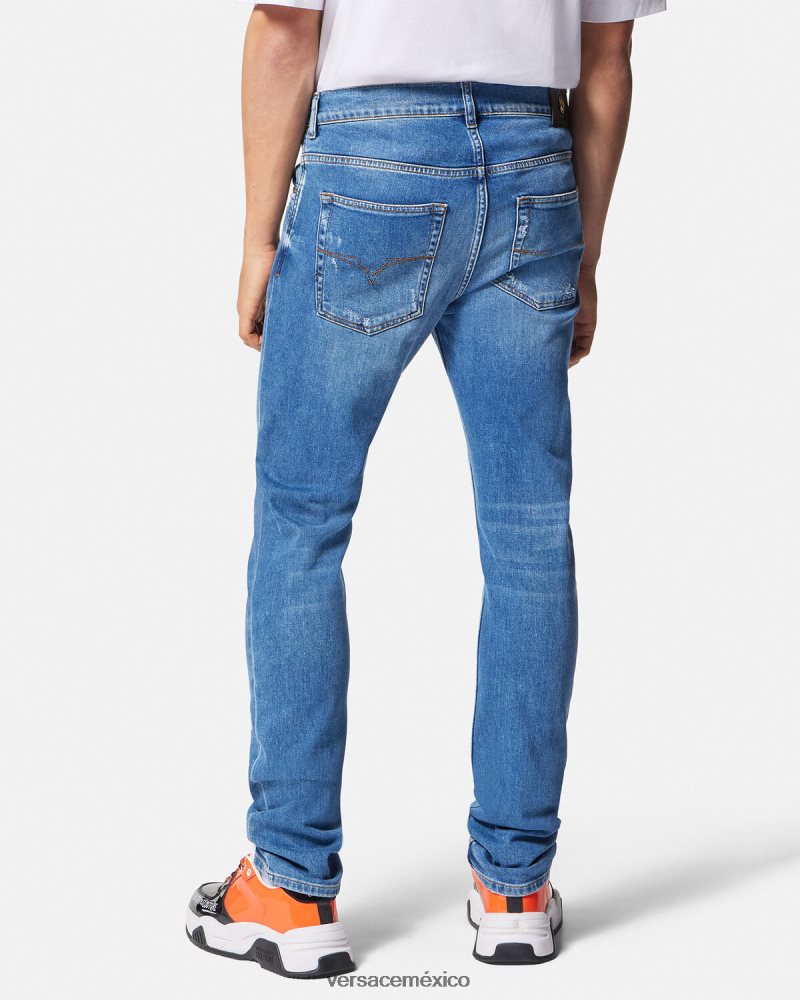 Versace vaqueros ajustados azul ropa hombres 84626J2419