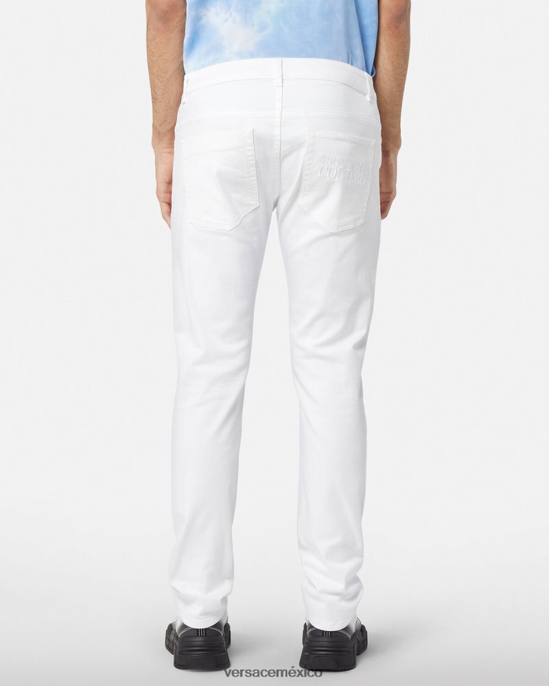 Versace vaqueros con logo blanco ropa hombres 84626J2440