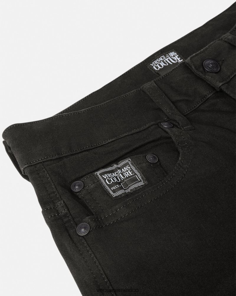 Versace vaqueros con logo negro ropa hombres 84626J2439
