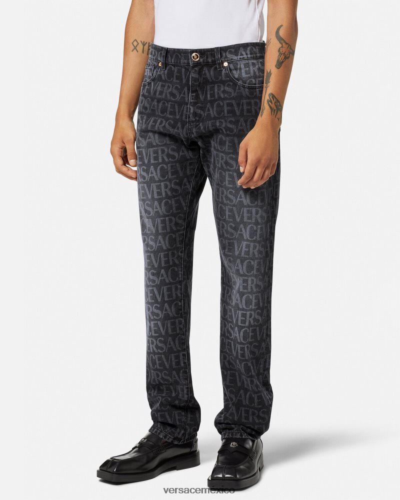 Versace vaqueros por toda la prenda negro y estampado ropa hombres 84626J1446