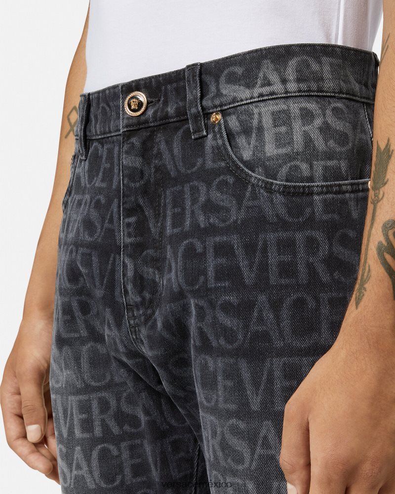 Versace vaqueros por toda la prenda negro y estampado ropa hombres 84626J1446