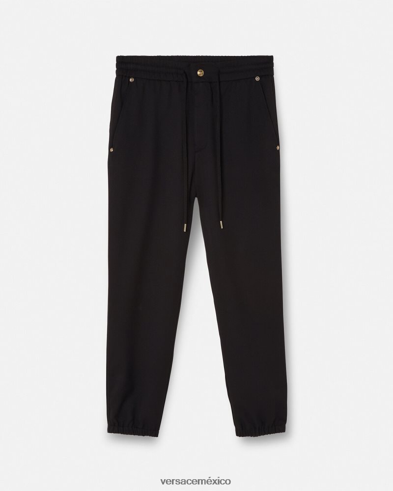 Versace pantalones deportivos con emblema en V negro ropa hombres 84626J2367