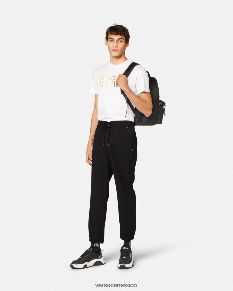 Versace pantalones deportivos con emblema en V negro ropa hombres 84626J2367