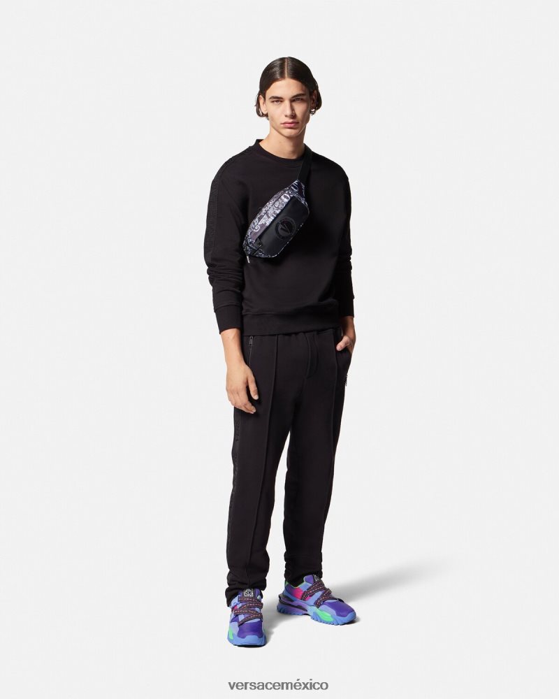 Versace pantalones deportivos con logo negro ropa hombres 84626J2433
