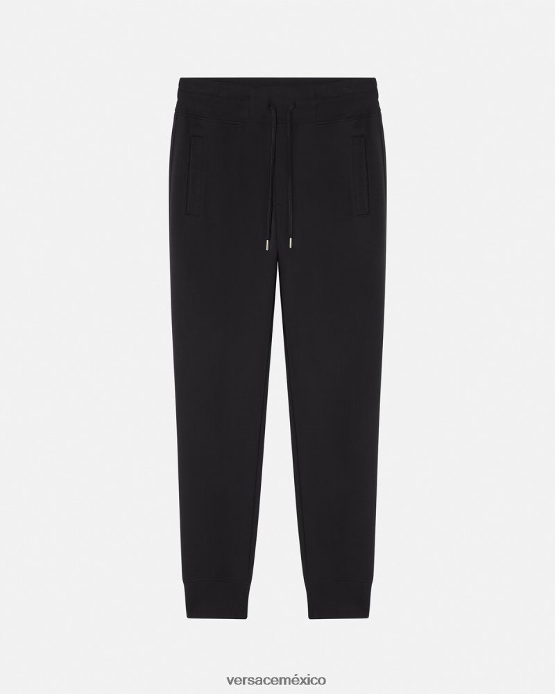 Versace pantalones deportivos con logo oro negro ropa hombres 84626J2437