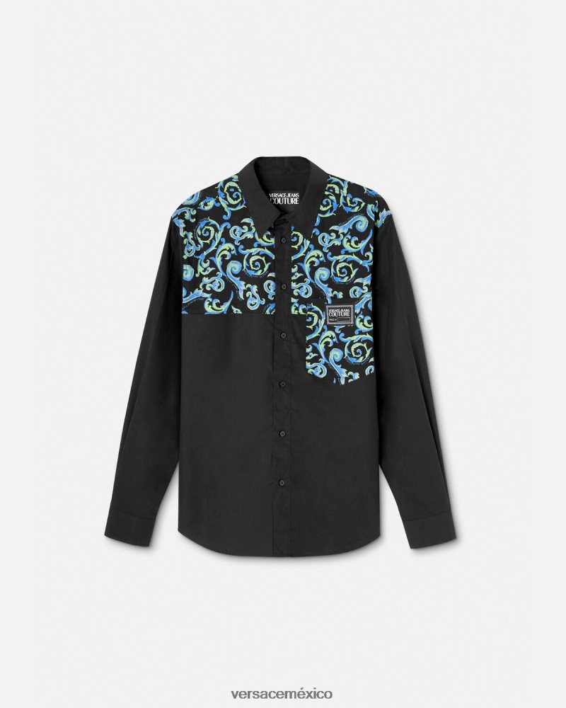 Versace boceto de camisa de alta costura blanco negro ropa hombres 84626J2375
