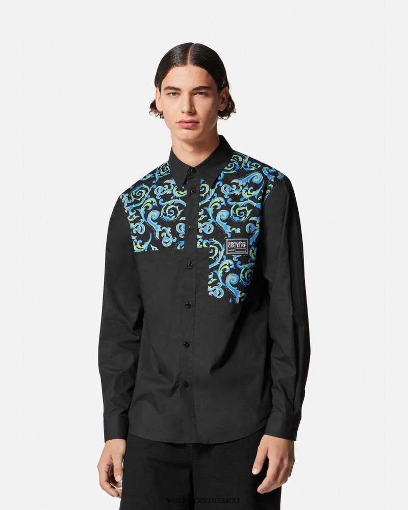 Versace boceto de camisa de alta costura blanco negro ropa hombres 84626J2375